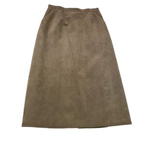 EUC Vintage Khaki Olympic Brand Ultra Suede Midi Skirt